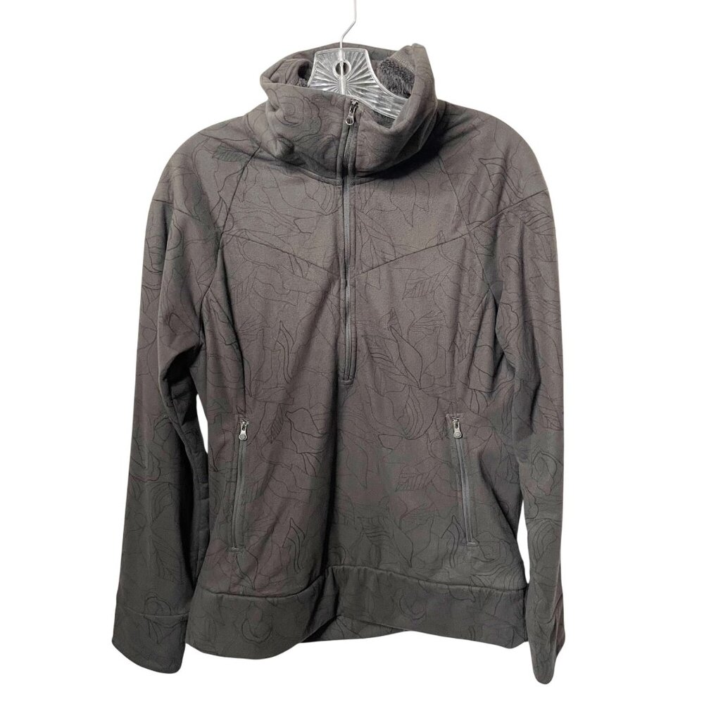 The North Face Women's 1/2 Zip Thick Fleece Pullover Jacket Gray/ Brown Sz Large